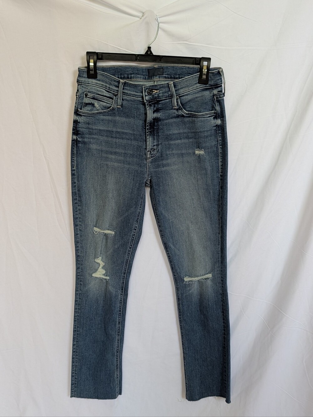 MOTHER Skinny Distressed Faded Blue Jeans